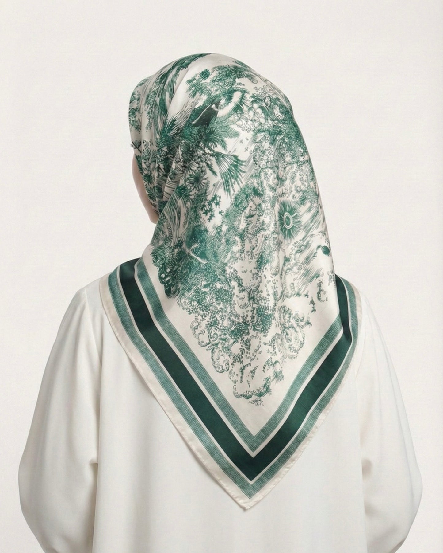 Square Hijab Silk - Forest Green