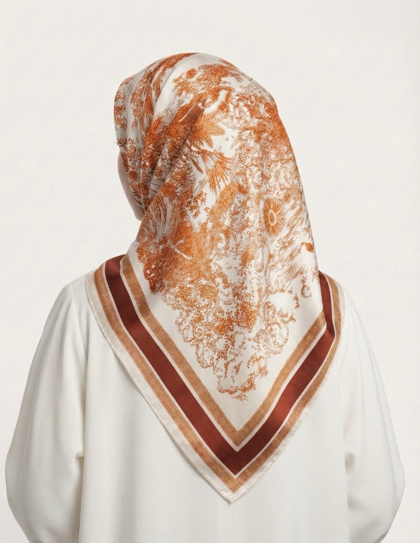 Square Hijab Silk - Forest Orange