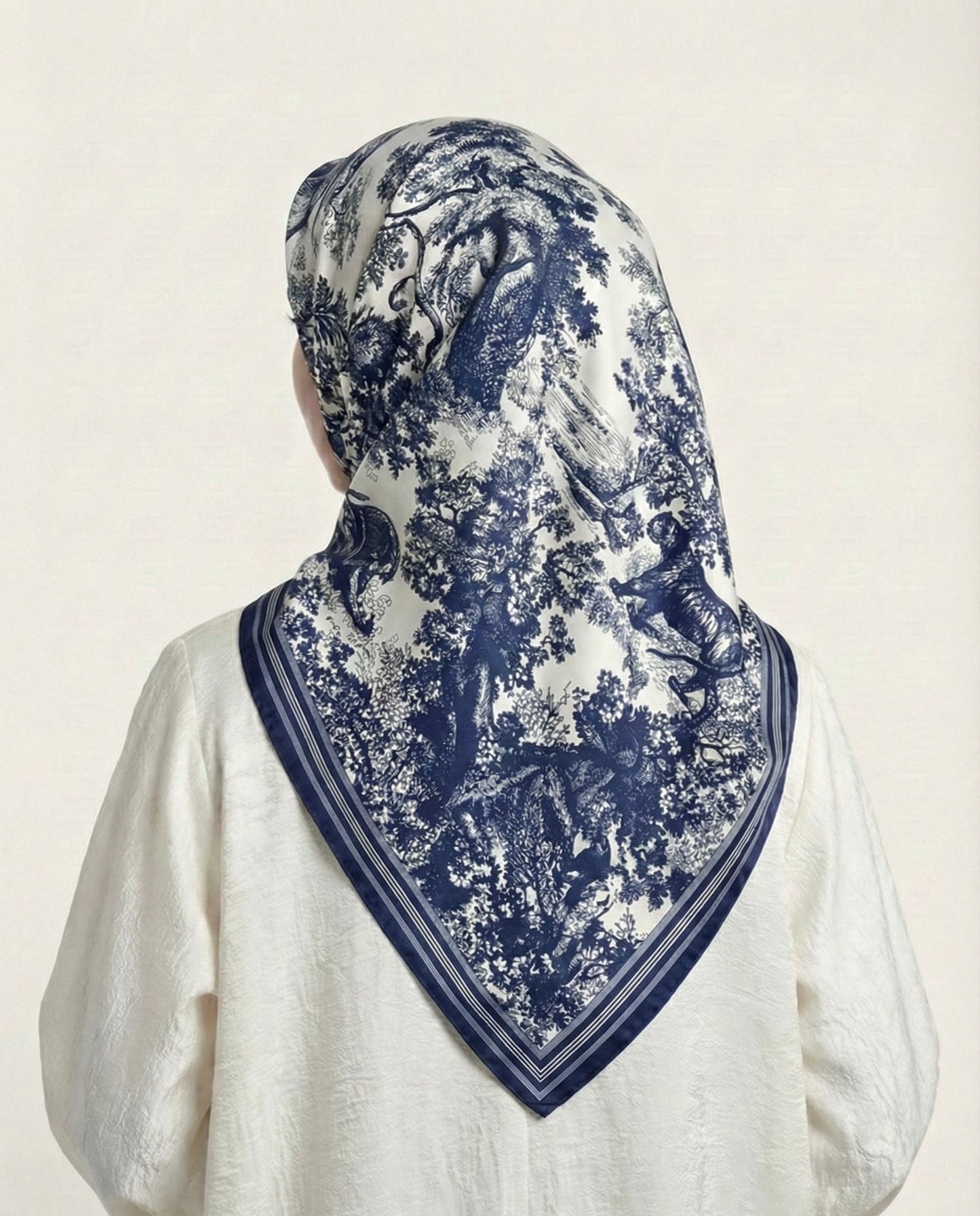 Square Hijab Silk - Paisley Blue