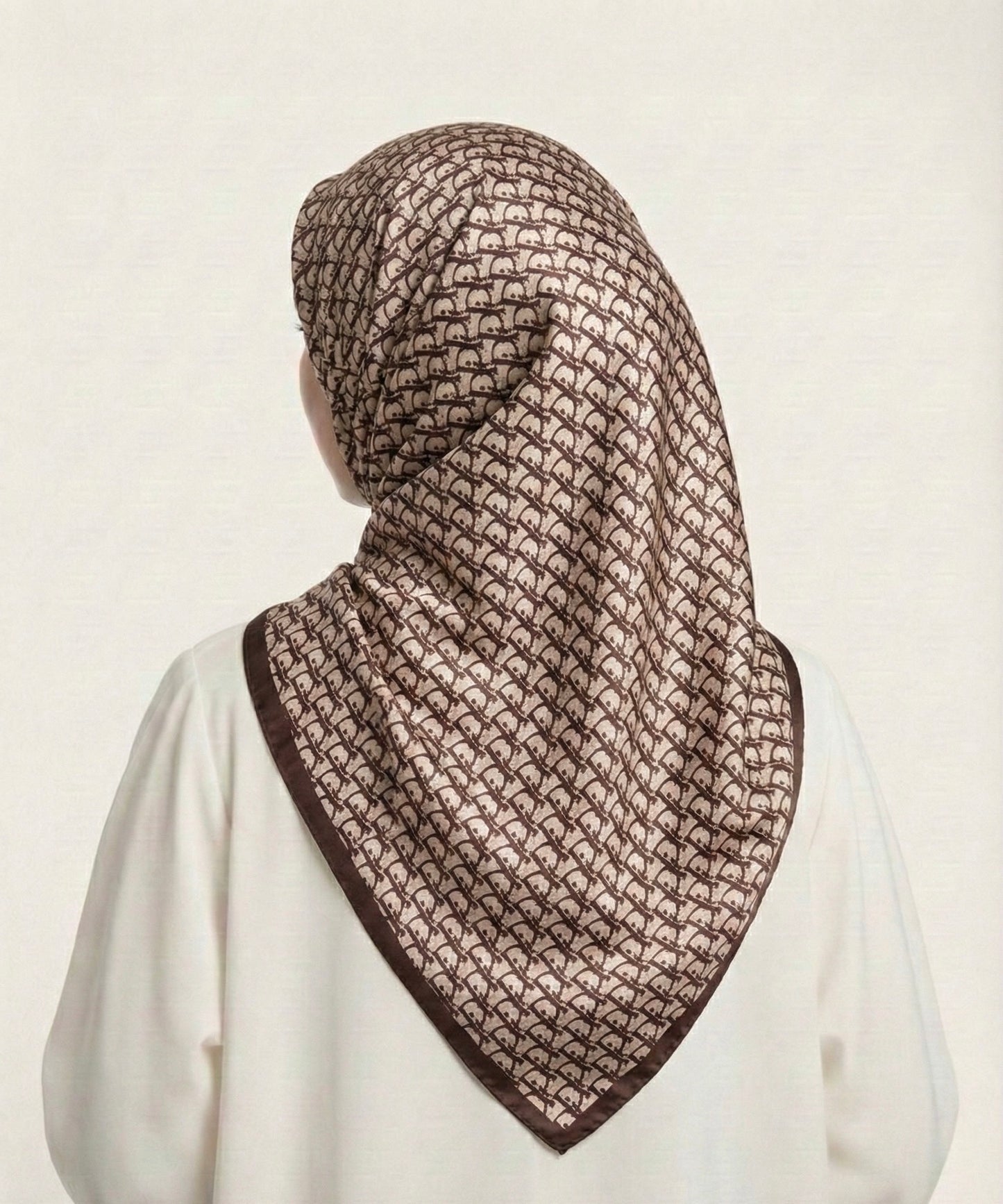 Square Hijab Silk - Dark red Pattern