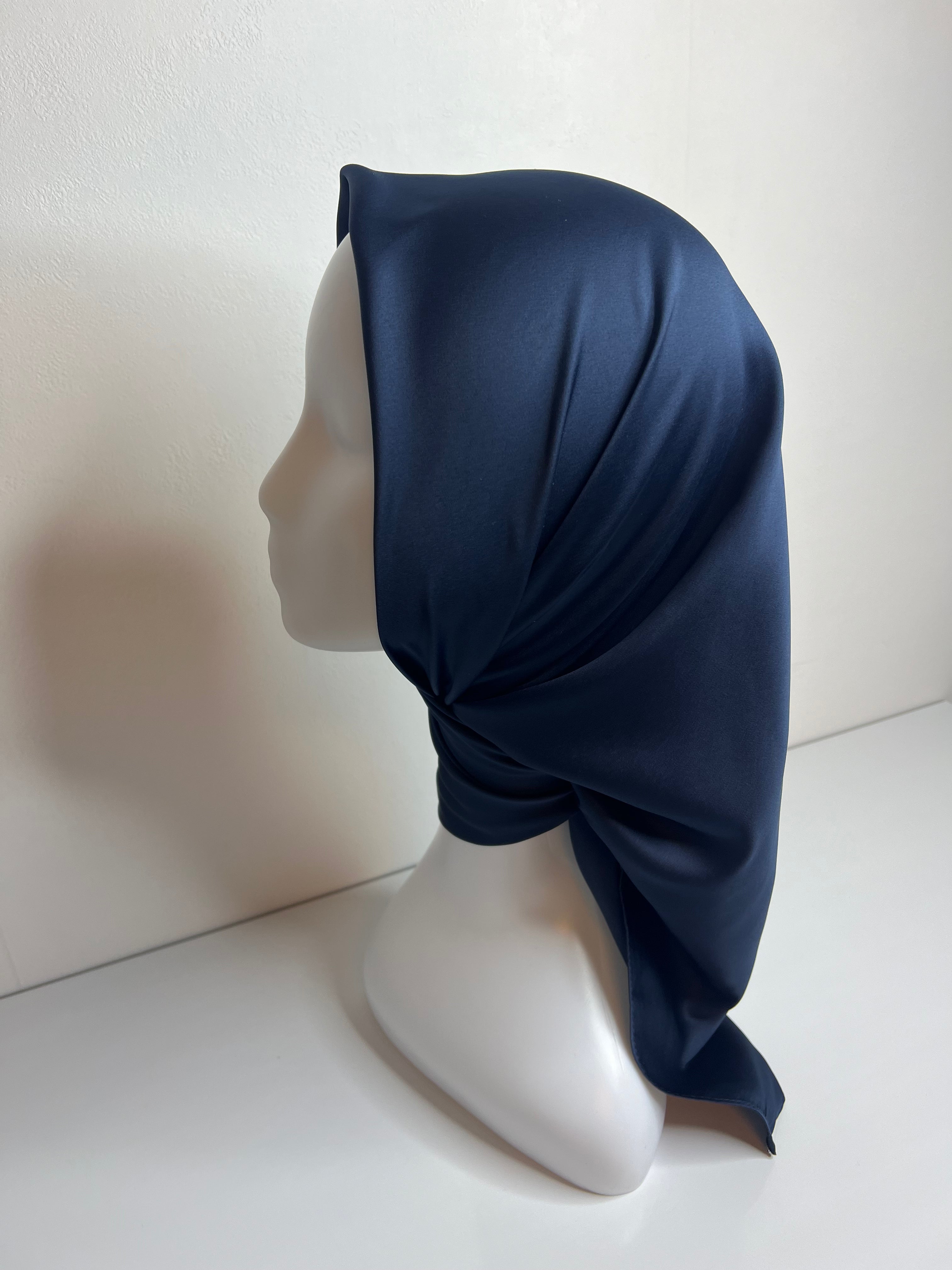 Square Veil Silk - Navy Blue