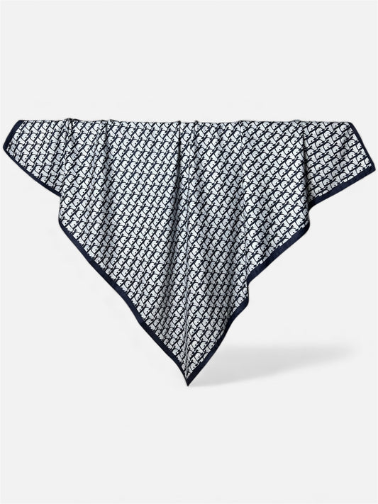 Square Hijab Silk - Blue Pattern