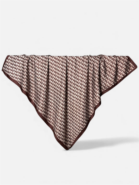 Square Hijab Silk - Dark red Pattern